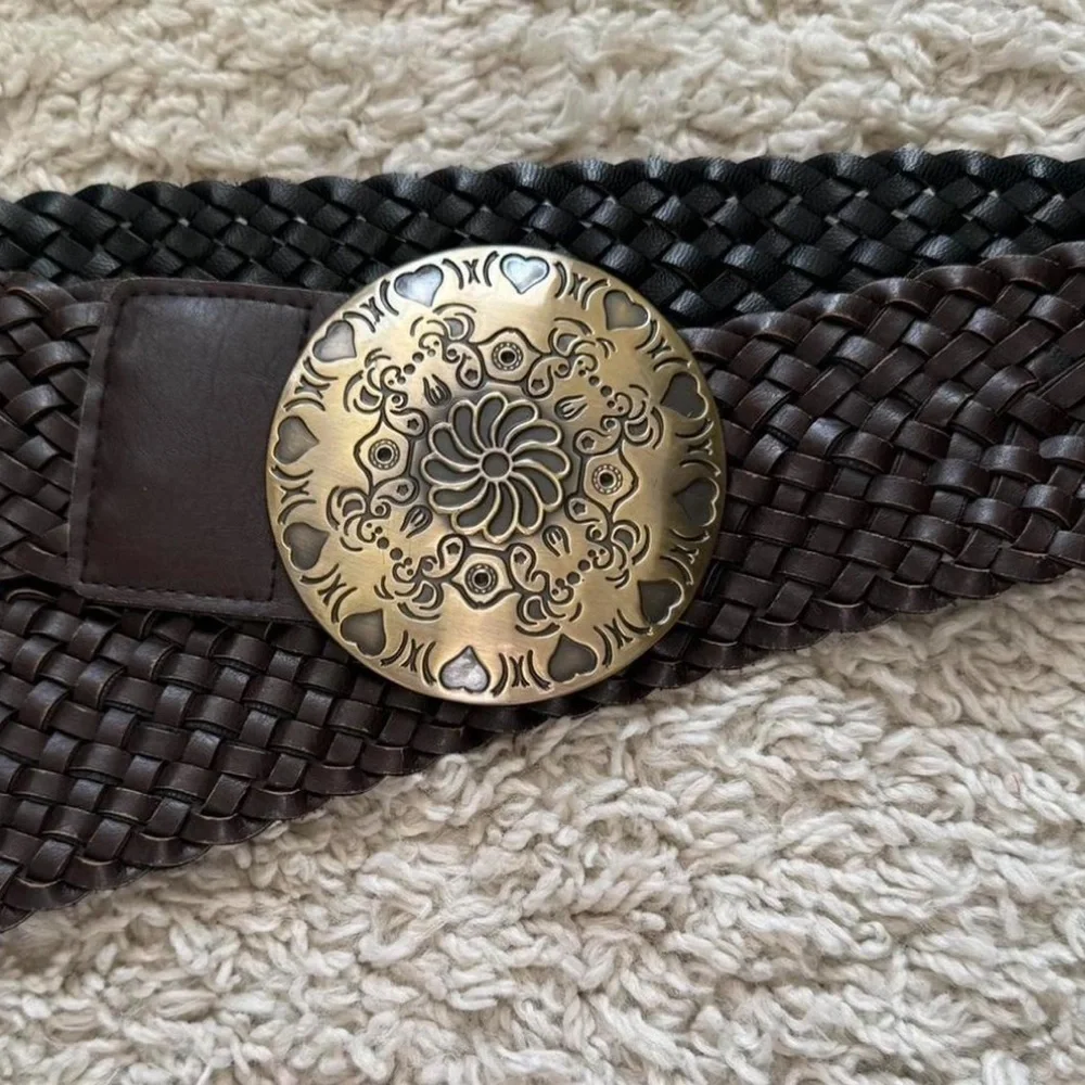 Vintage y2k Braided Belt with Gold Belt Boho Western
